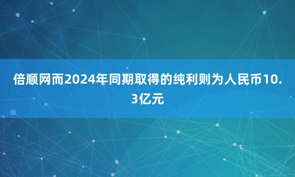 倍顺网而2024年同期取得的纯利则为人民币10.3亿元