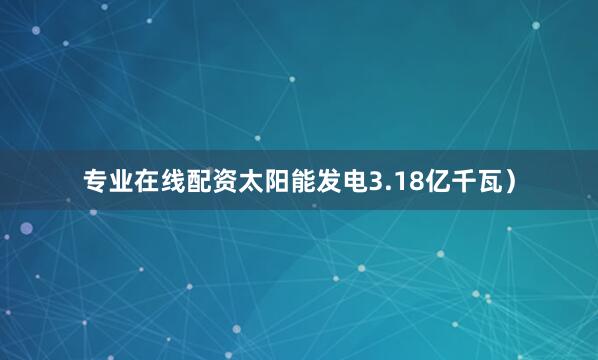 专业在线配资太阳能发电3.18亿千瓦）