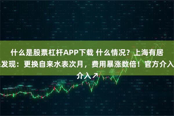 什么是股票杠杆APP下载 什么情况？上海有居民发现：更换自来水表次月，费用暴涨数倍！官方介入↗